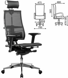 Кресло МЕТТА "YOGA" Y 4DF B2-5D, адаптивная спинка, 3D-подголовник, сверхпрочная сетка, черное