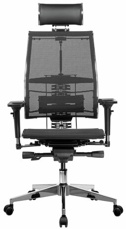 Кресло МЕТТА "YOGA" Y 4DF B2-5D, адаптивная спинка, 3D-подголовник, сверхпрочная сетка, черное
