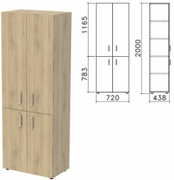 Шкаф закрытый Приоритет 4 полки