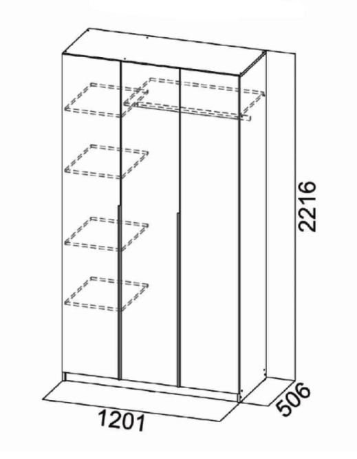 Шкаф 3-створчатый ШК 5 (1200) Графит
