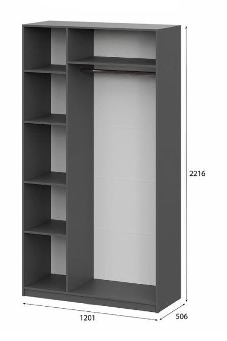 Шкаф 3-створчатый ШК 5 (1200) Графит