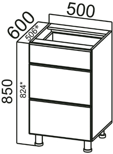 Стол рабочий 500 (с ящиками) Вельвет