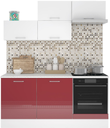 Кухня Люкс комплект 1 Рубин глянец/Белый глянец