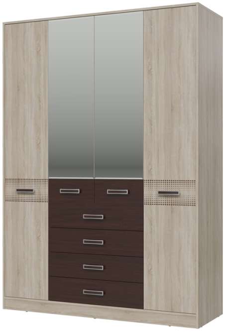 Шкаф 4х дв комбинированный с выдвижными ящиками Румба