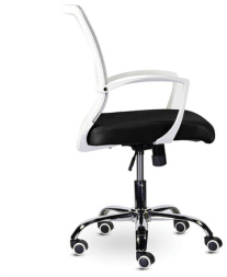 Кресло BRABIX "Wings MG-306", пластик белый, хром, сетка, серое/черное, 532010