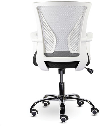 Кресло BRABIX "Wings MG-306", пластик белый, хром, сетка, серое/черное, 532010