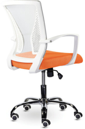 Кресло BRABIX "Wings MG-306", пластик белый, хром, сетка, серое/оранжевое, 532011