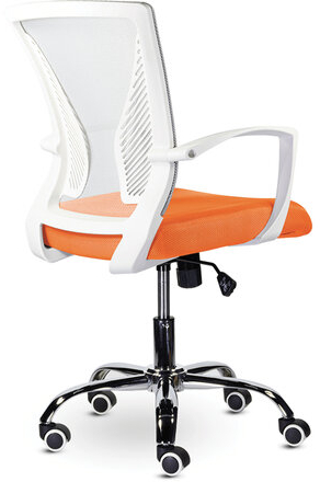 Кресло BRABIX "Wings MG-306", пластик белый, хром, сетка, серое/оранжевое, 532011
