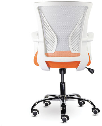 Кресло BRABIX "Wings MG-306", пластик белый, хром, сетка, серое/оранжевое, 532011