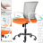 Кресло BRABIX "Wings MG-306", пластик белый, хром, сетка, серое/оранжевое, 532011