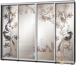 Шкаф купе 4х дв Пескоструй фон матовый № 11