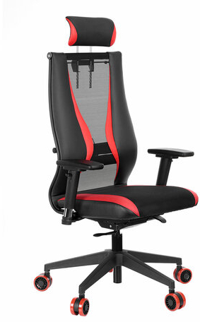 Кресло компьютерное МЕТТА "ErgoLife" 10 B2-170D, 2D-подголовник, экокожа/сетка, черное/красное