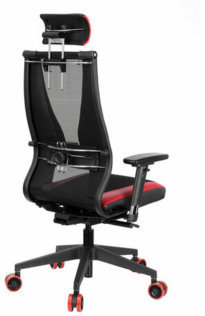 Кресло компьютерное МЕТТА "ErgoLife" 10 B2-170D, 2D-подголовник, экокожа/сетка, черное/красное