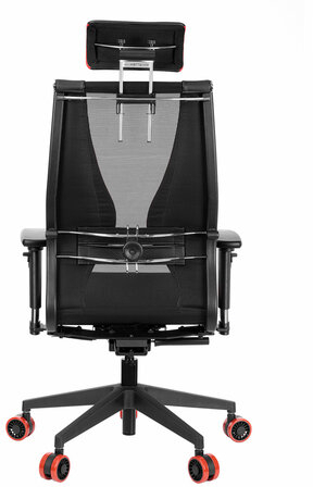 Кресло компьютерное МЕТТА "ErgoLife" 10 B2-170D, 2D-подголовник, экокожа/сетка, черное/красное