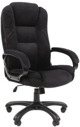 Кресло офисное Chairman CH 600, велюр, черное, 7158676