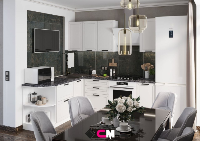 Кухня Альфа Холст белый комплект 1