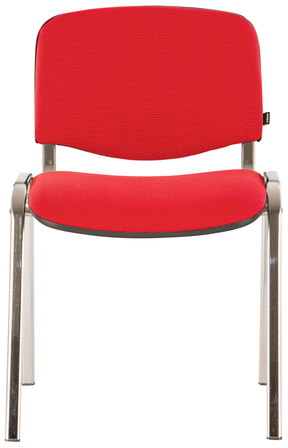 Стул для персонала и посетителей BRABIX "Iso CF-001", хромированный каркас, ткань красная с черным, 531423