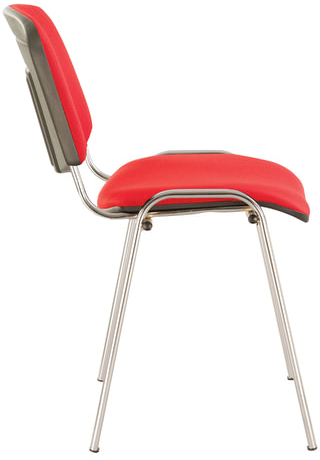 Стул для персонала и посетителей BRABIX "Iso CF-001", хромированный каркас, ткань красная с черным, 531423