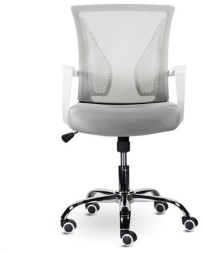 Кресло BRABIX "Wings MG-306", пластик белый, хром, сетка, серое, 532012