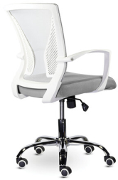 Кресло BRABIX "Wings MG-306", пластик белый, хром, сетка, серое, 532012