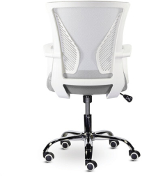 Кресло BRABIX "Wings MG-306", пластик белый, хром, сетка, серое, 532012