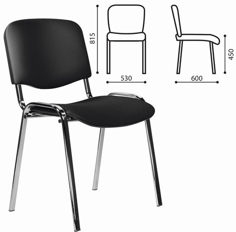 Стул STAFF "Iso Lite CF-008", хром, кожзам черный (Z-11), 532567