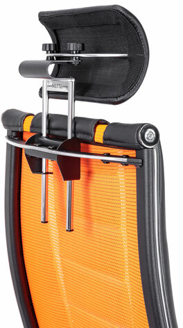 Кресло компьютерное МЕТТА "ErgoLife" 10 B2-160D, 2D-подголовник, экокожа/сетка, черное/оранжевое