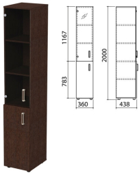 Шкаф закрытый со стеклом Приоритет 4 полки