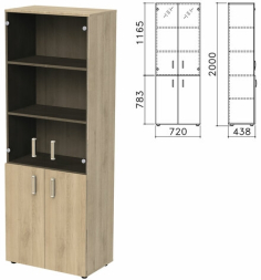 Шкаф закрытый со стеклом Приоритет 4 полки