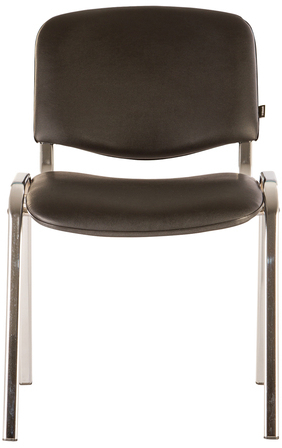 Стул для персонала и посетителей BRABIX "Iso CF-001", хромированный каркас, кожзам черный, 531424