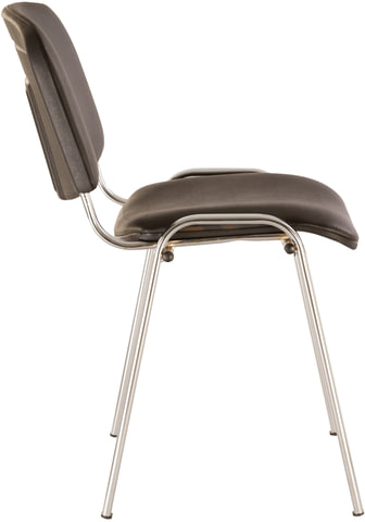 Стул для персонала и посетителей BRABIX "Iso CF-001", хромированный каркас, кожзам черный, 531424