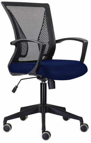 Кресло BRABIX "Wings MG-309", пластик черный, сетка, черное/синее, 532013