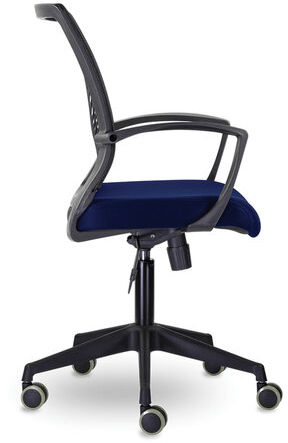Кресло BRABIX "Wings MG-309", пластик черный, сетка, черное/синее, 532013