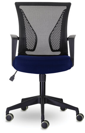 Кресло BRABIX "Wings MG-309", пластик черный, сетка, черное/синее, 532013