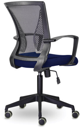 Кресло BRABIX "Wings MG-309", пластик черный, сетка, черное/синее, 532013