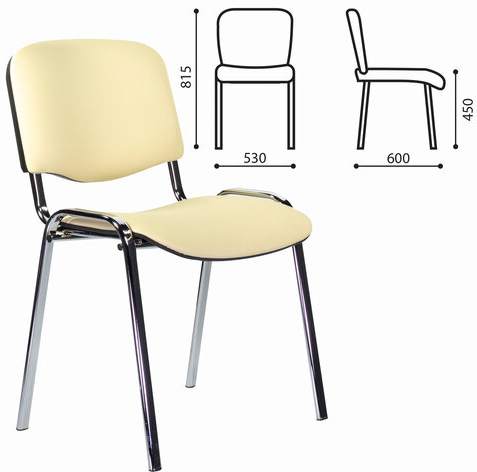 Стул STAFF "Iso Lite CF-008", хром, кожзам бежевый (Z-21), 532568