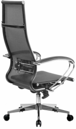 Кресло офисное МЕТТА "К-7" хром, прочная сетка, сиденье и спинка регулируемые, черное