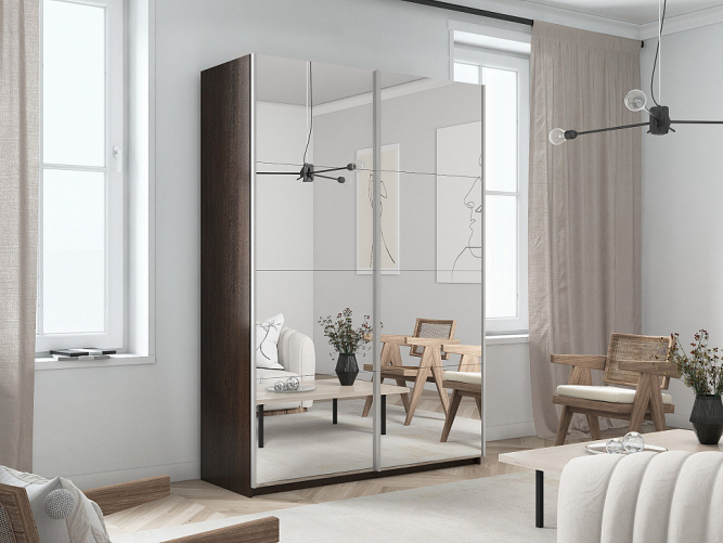 Шкаф-купе Прайм 2-х дверный (Зеркало) Венге