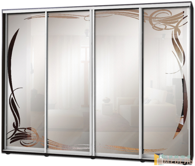 Шкаф купе 4х дв Пескоструй фон матовый № 13
