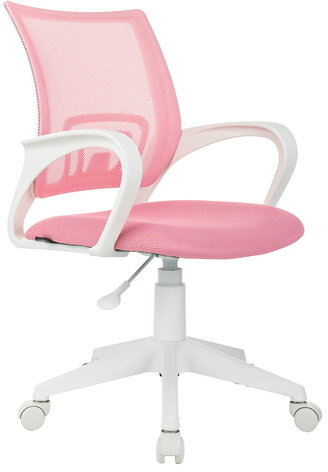 Кресло BRABIX "Fly MG-396W", с подлокотниками, пластик белый, сетка, розовое, 533008