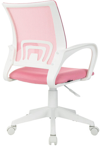 Кресло BRABIX "Fly MG-396W", с подлокотниками, пластик белый, сетка, розовое, 533008