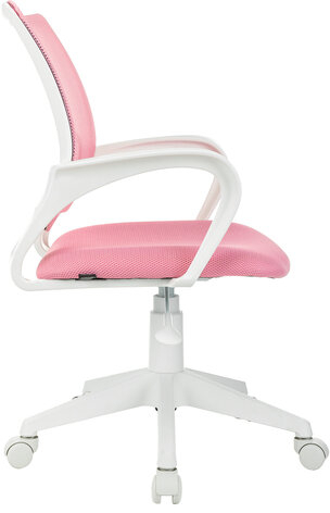 Кресло BRABIX "Fly MG-396W", с подлокотниками, пластик белый, сетка, розовое, 533008