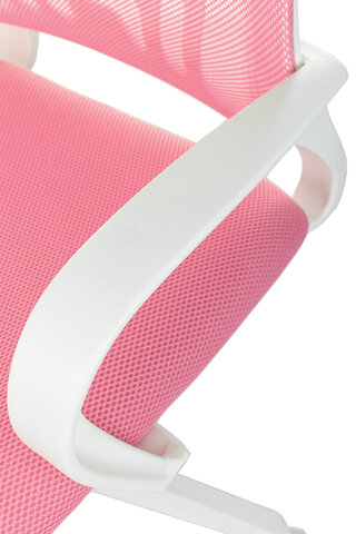 Кресло BRABIX "Fly MG-396W", с подлокотниками, пластик белый, сетка, розовое, 533008