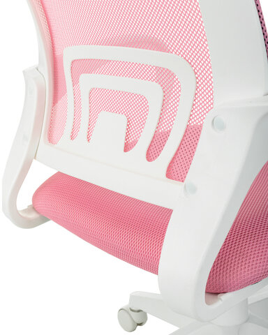 Кресло BRABIX "Fly MG-396W", с подлокотниками, пластик белый, сетка, розовое, 533008