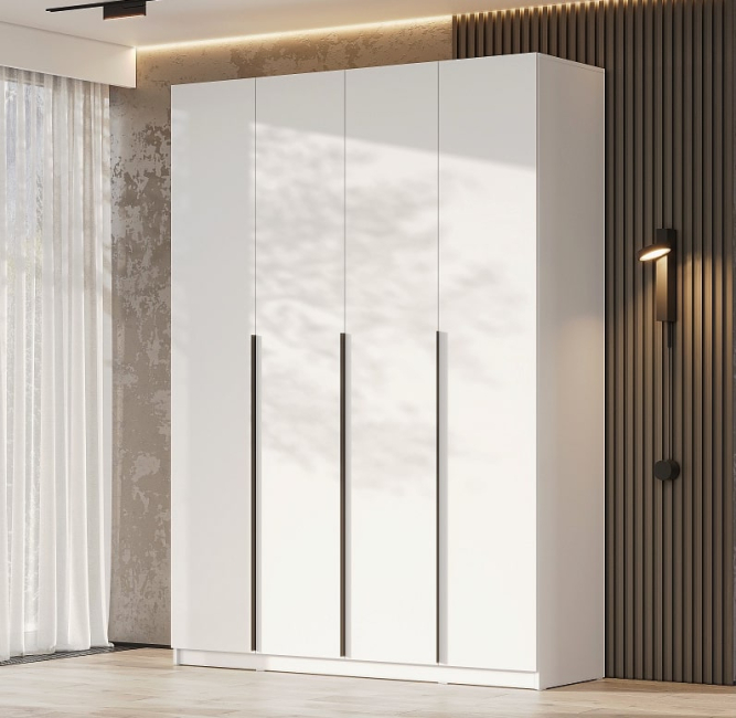 Шкаф 4-створчатый ШК 5 (1600) Белый текстурный