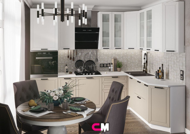 Кухня Альфа Холст брюле/Холст белый комплект 1