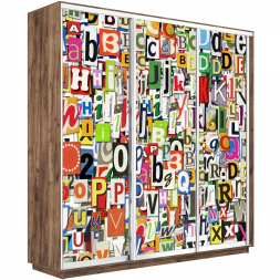 Шкаф-купе Экспресс 3-х дверный (Фото №1017 Буквы)