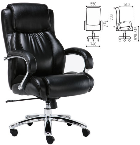 Кресло офисное BRABIX PREMIUM "Status HD-003", нагрузка до 250 кг, рециклированная кожа, хром, черное, 531821