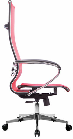 Кресло офисное МЕТТА "К-7" хром, прочная сетка, сиденье и спинка регулируемые, красное