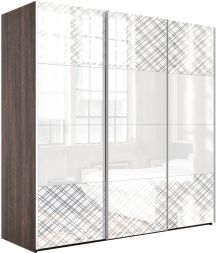 Шкаф-купе Эста 3-х дверный (Стекло белое, Стекло Диско белый) Венге Мали